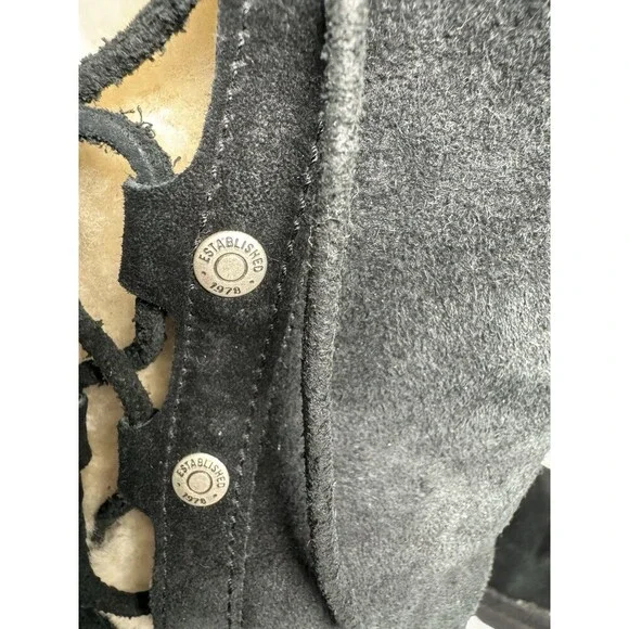 UGG Australia 5163 Upside Tall Suede Lace-Up Black Suede Shearling Boots US 6 - Picture 7 of 13